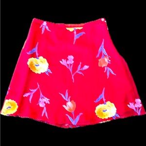 NAF NAF | Red A-Line Floral Mini Skirt Casual